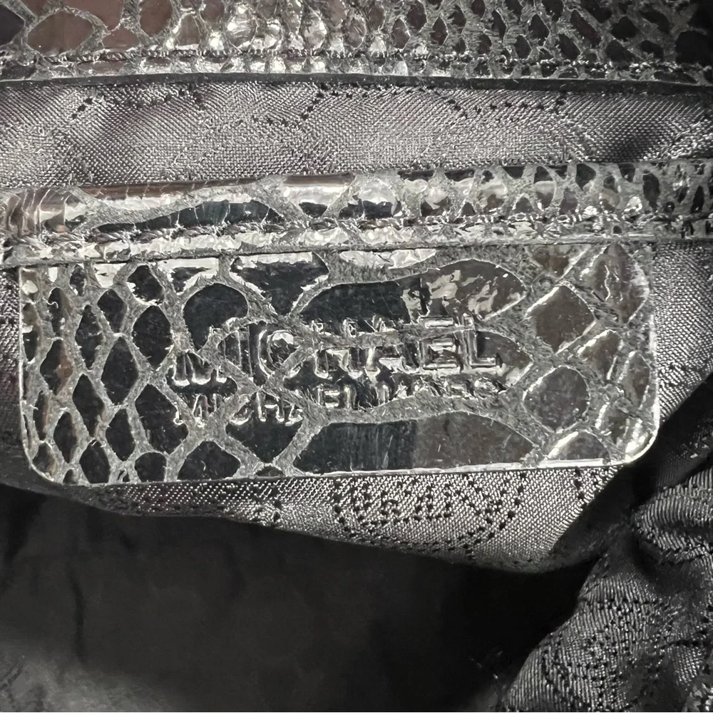 Michael Kors Black Snakeskin Lilly Chain Tote Shoulder Bag